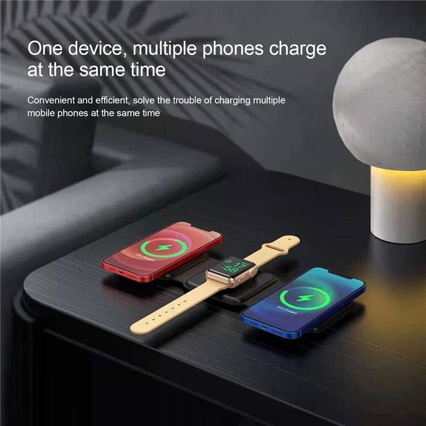 Caricabatterie Wireless Magnetico 3 in 1 per iPhone, AirPods e Apple Watch