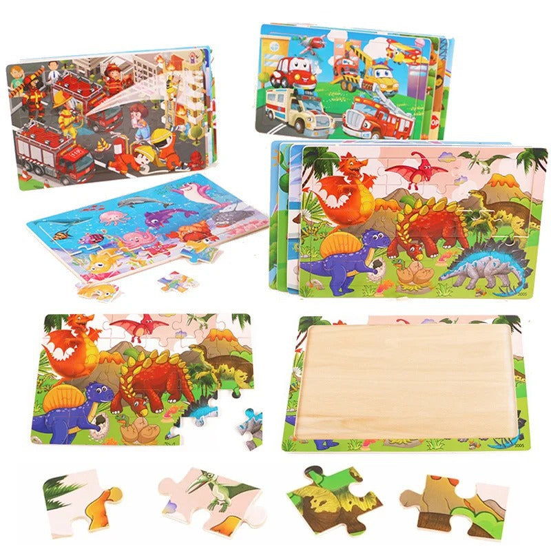 Puzzle in Legno 3D Animali e Traffico 30 Pezzi Educativi