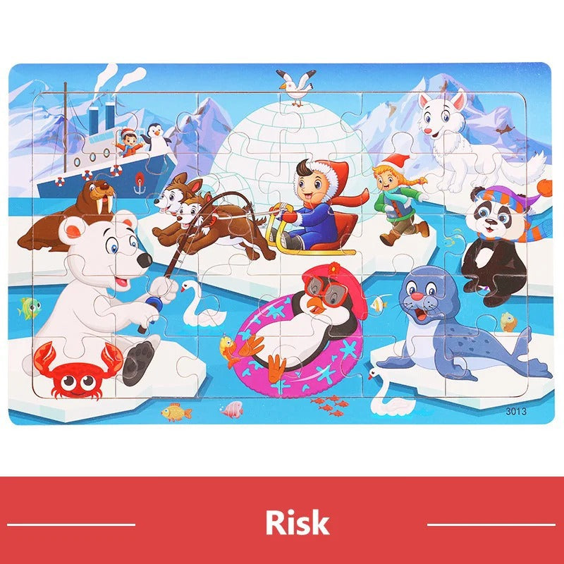 Puzzle in Legno 3D Animali e Traffico 30 Pezzi Educativi