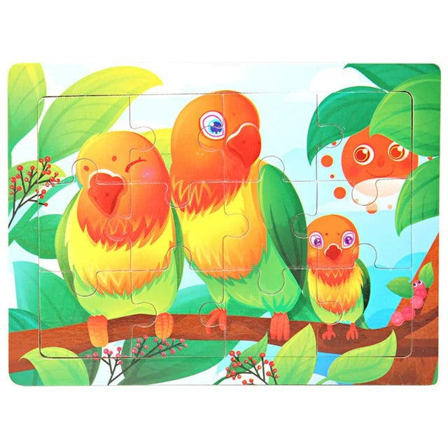 Puzzle in Legno 3D Animali e Traffico 30 Pezzi Educativi