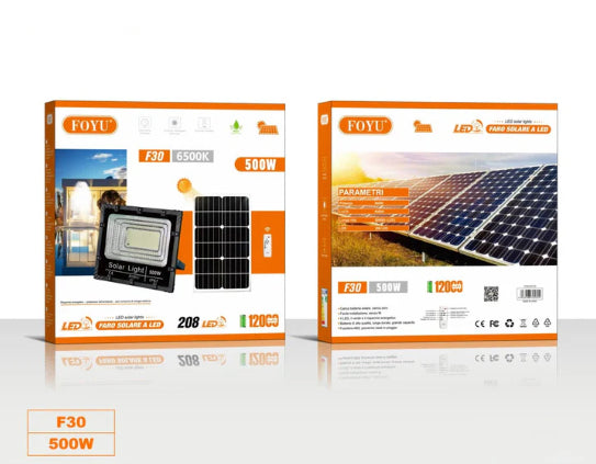 Faretto LED Solare™ 500W Esterno con Sensore e Pannello