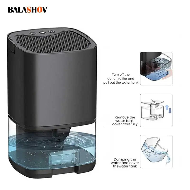 Portable dehumidifier against humidity for home, office and kitchen with spina EU