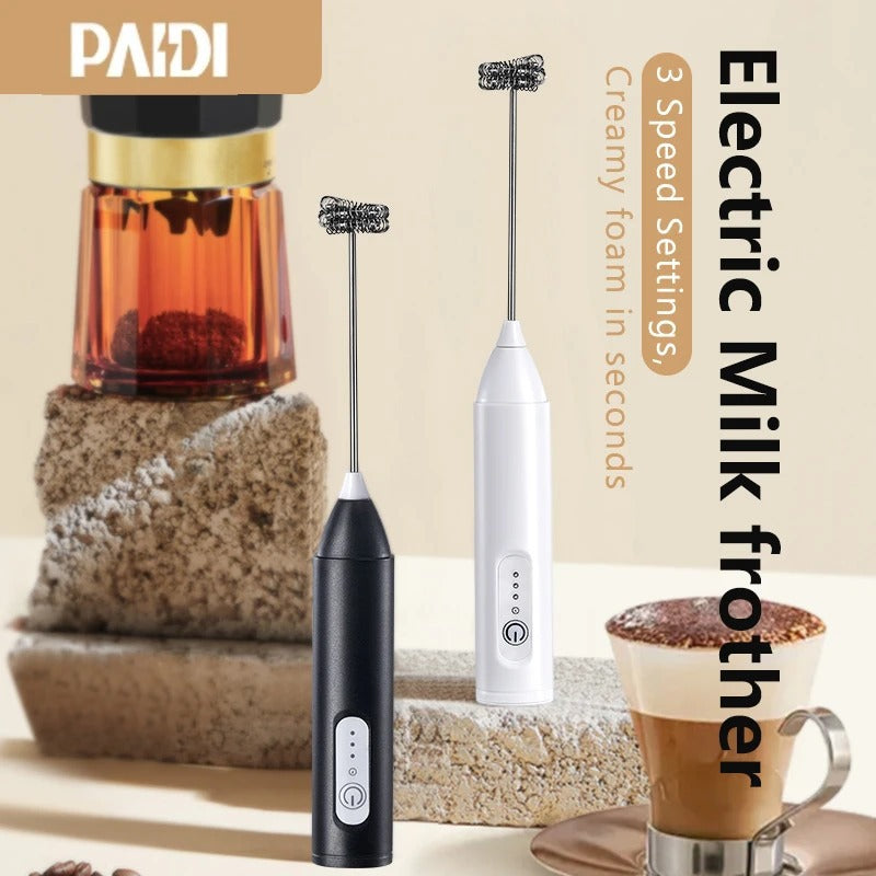 Electric mixer for milk, eggs with 3 speeds, whipping milk and eggs with USB charging