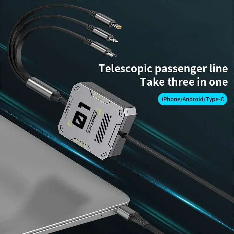 USB 3-in-1 60W cable-For Lightning, Android and Type-C devices