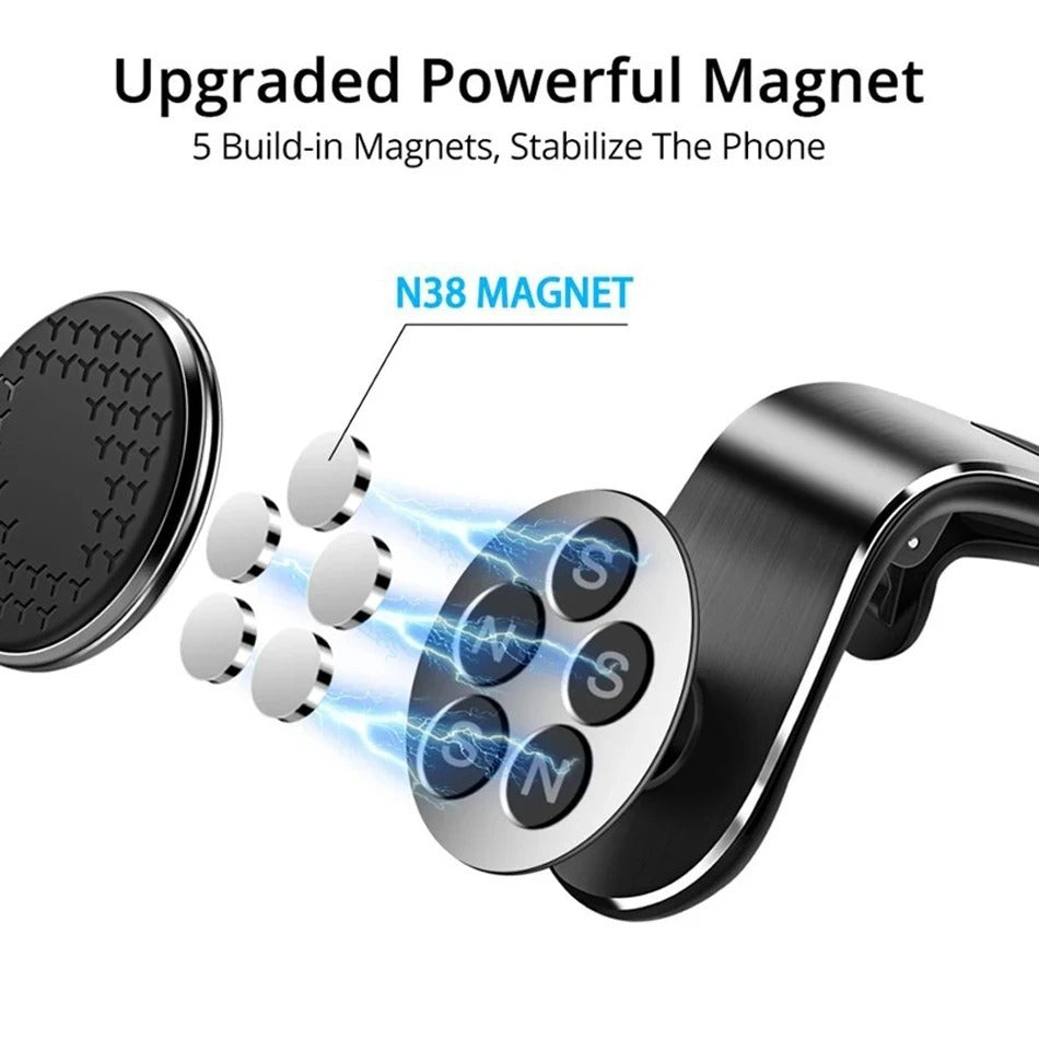 Magnetic telephone support for car assembly on air fan, universal