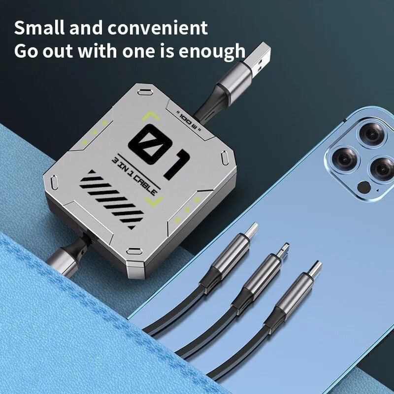 USB 3-in-1 60W cable-For Lightning, Android and Type-C devices