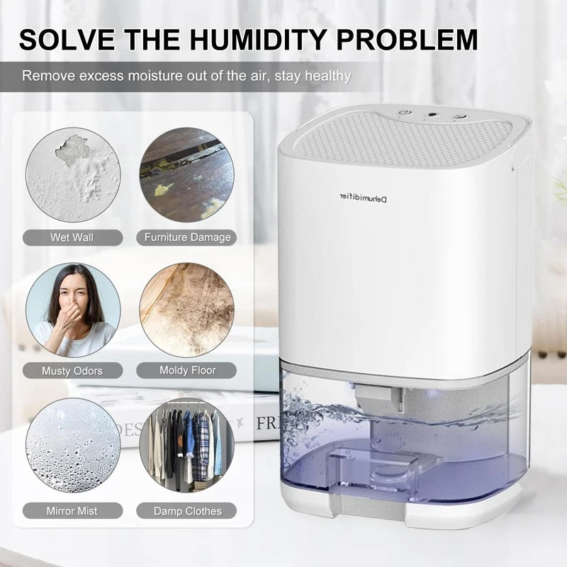 Portable dehumidifier against humidity for home, office and kitchen with spina EU