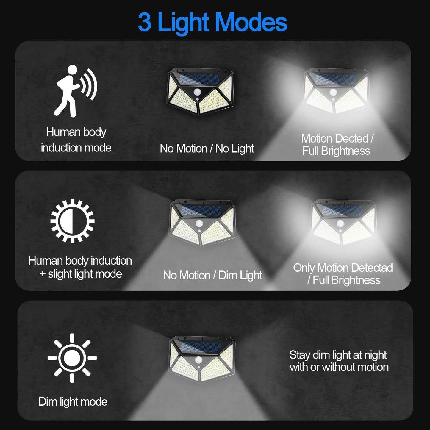 Solar wall lights with sensor -1/2/4/6 pieces, 1000 garden LEDs