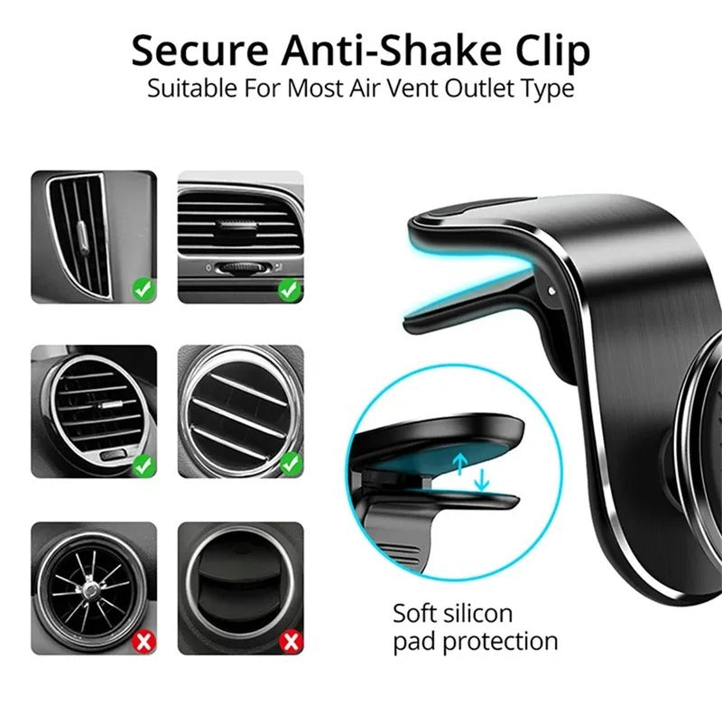 Magnetic telephone support for car assembly on air fan, universal