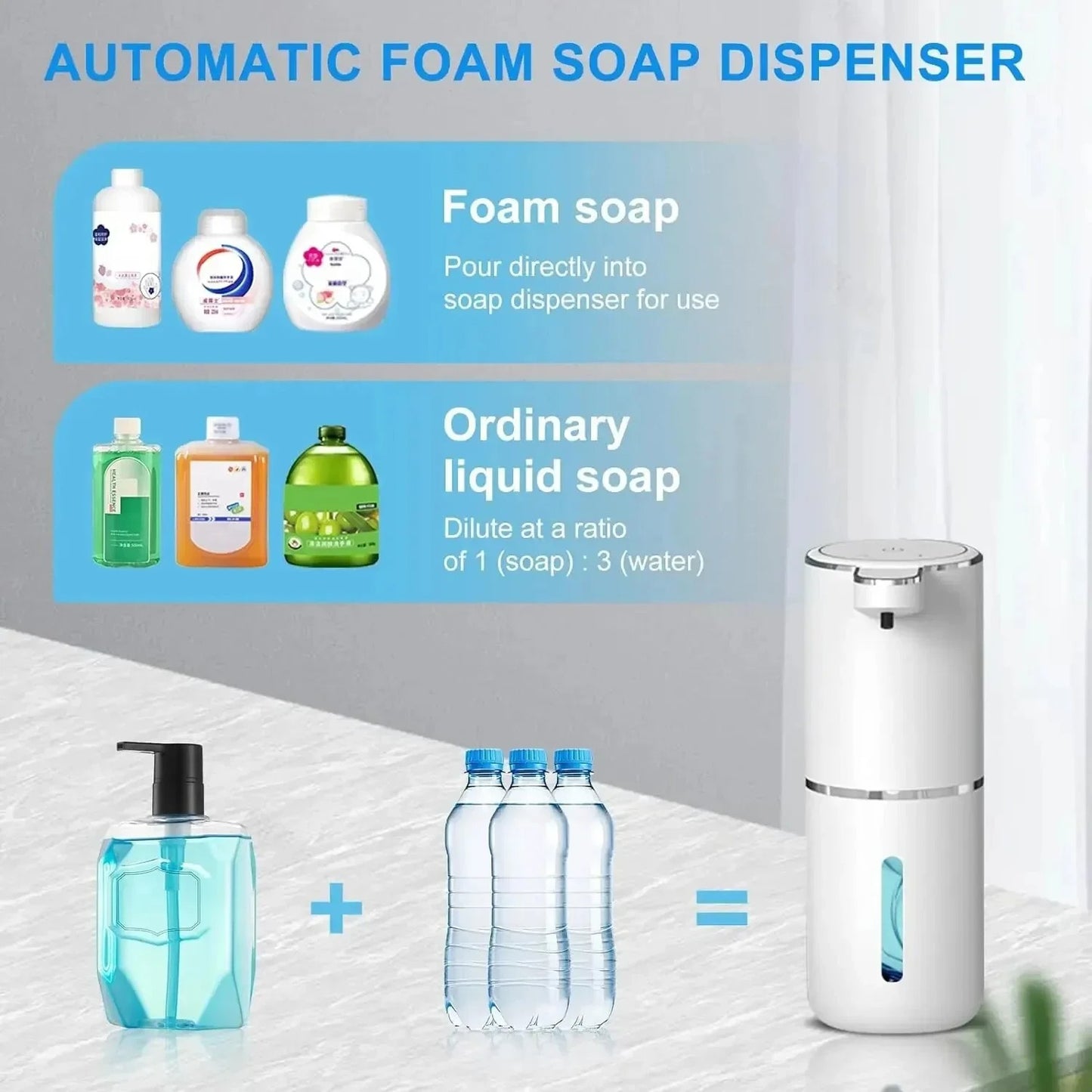 Dispenser di sapone automatico ricaricabile USB 4 modalità di erogazione