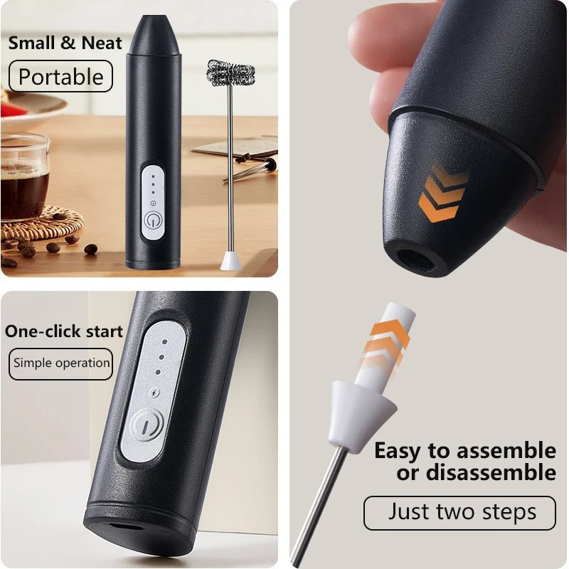 Electric mixer for milk, eggs with 3 speeds, whipping milk and eggs with USB charging