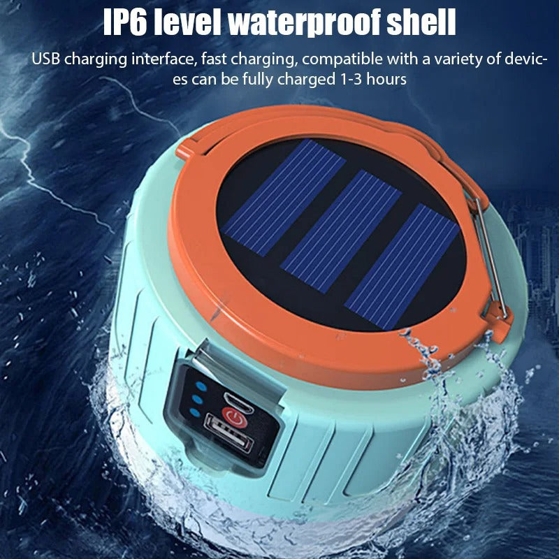 Retrously rechargeable 1000W Solar Camping lamp with USB, waterproof and laptop