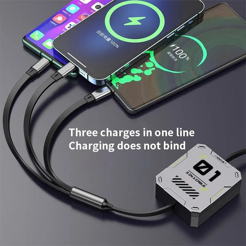 USB 3-in-1 60W cable-For Lightning, Android and Type-C devices