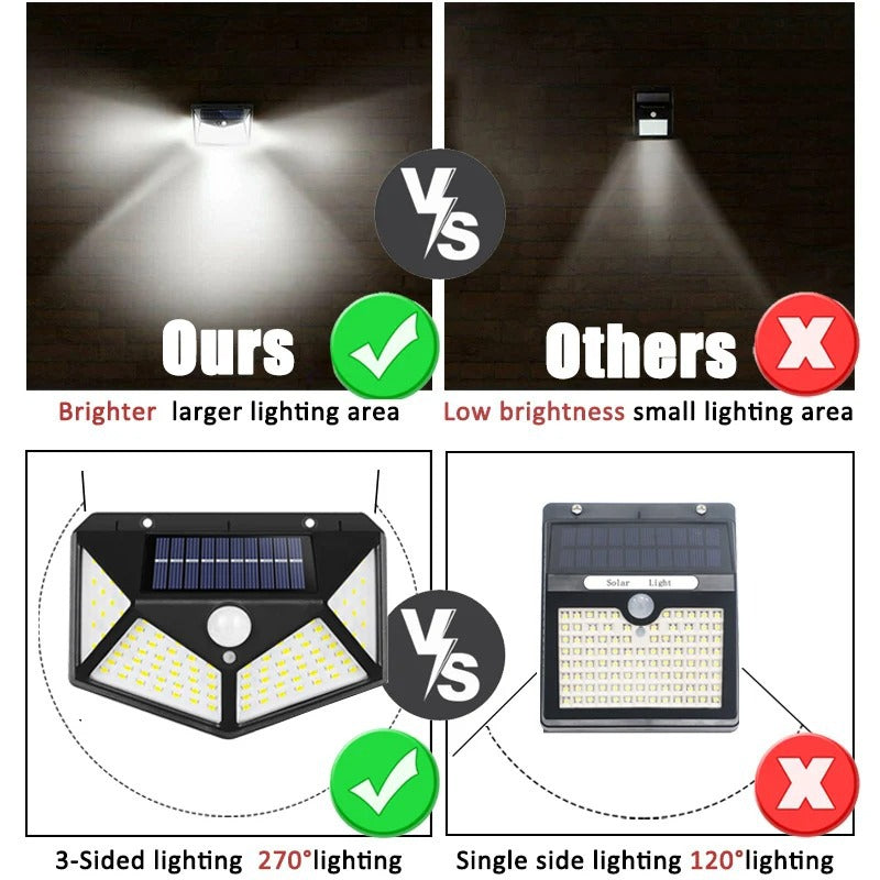 Solar wall lights with sensor -1/2/4/6 pieces, 1000 garden LEDs