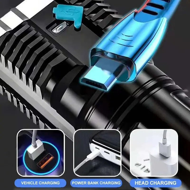 High power portable LED torch with 4 rechargeable mode