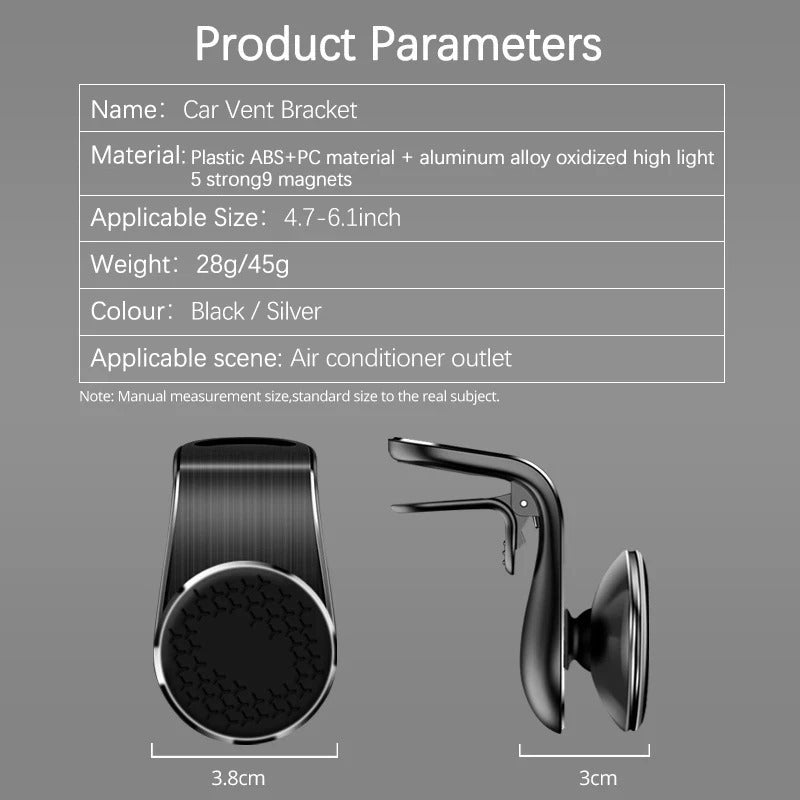 Magnetic telephone support for car assembly on air fan, universal