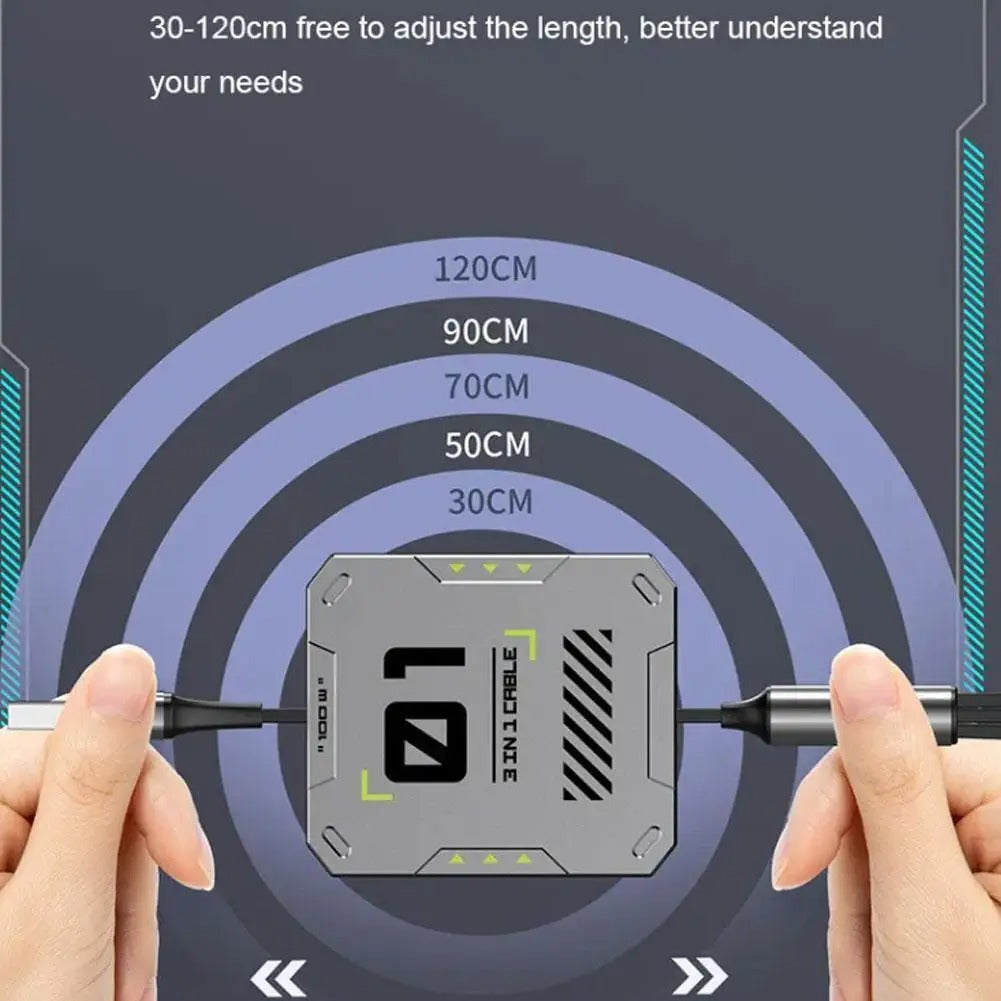 USB 3-in-1 60W cable-For Lightning, Android and Type-C devices