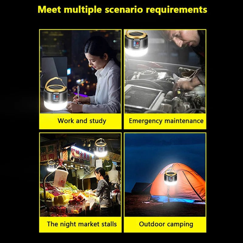 Retrously rechargeable 1000W Solar Camping lamp with USB, waterproof and laptop