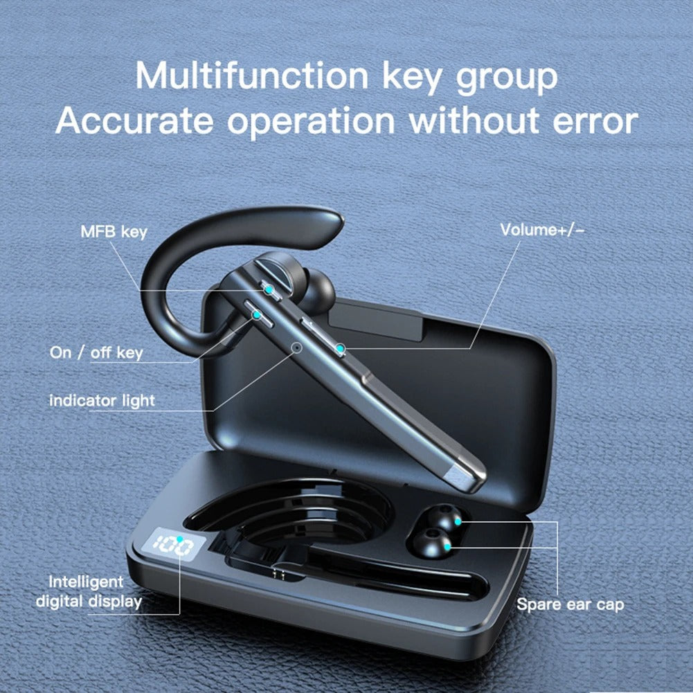 Bluetooth 5.1 wireless auricular with noise reduction and calls