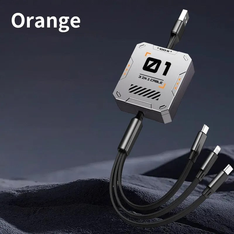 USB 3-in-1 60W cable-For Lightning, Android and Type-C devices