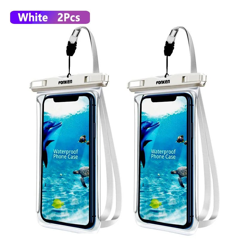 Transparent waterproof case by phone, suitable for diving, snow and rain