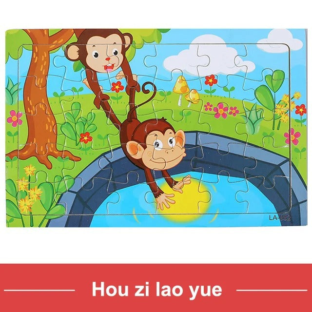 Puzzle in Legno 3D Animali e Traffico  30 Pezzi Educativi