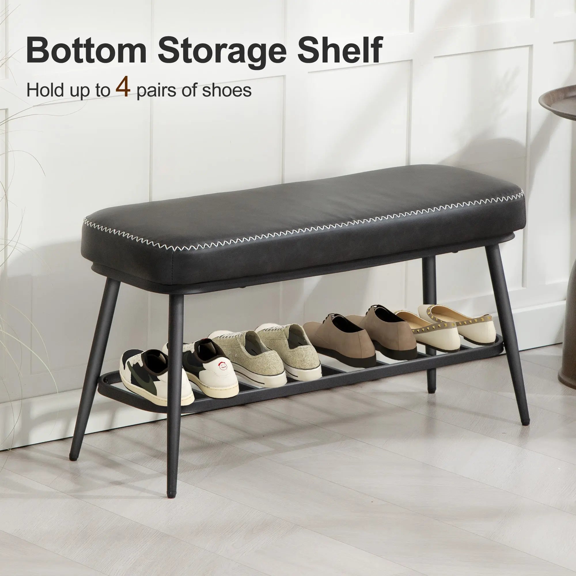 HOMCOM PU Leather Shoe Storage Bench - Charcoal Grey MigliorPrezzi.com