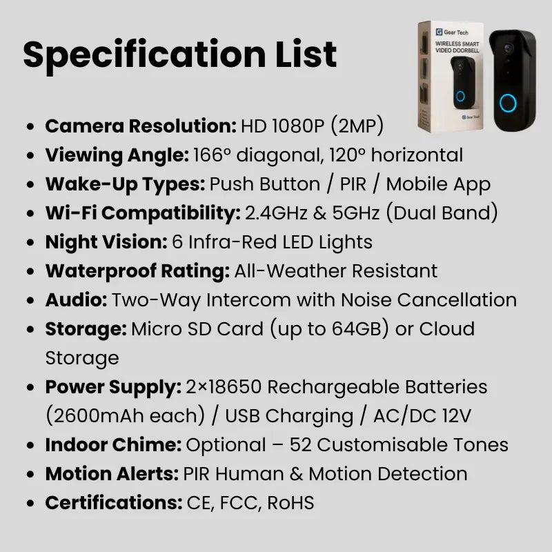 Wireless Smart Video Doorbell | No Subscription Needed | High-Definition Camera Doorbell MigliorPrezzi.com
