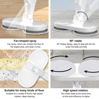Spin wireless electric mop with USB charging