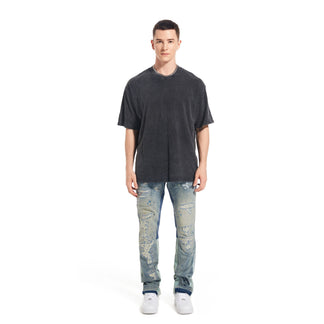 Denim Street™ | Jeans Flare Indigo con Dettagli Rovinati