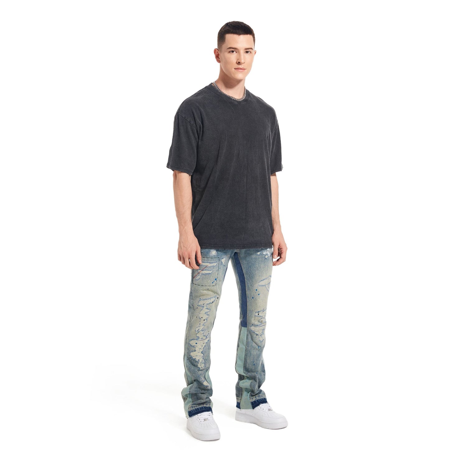 Denim Street™ | Jeans Flare Indigo con Dettagli Rovinati