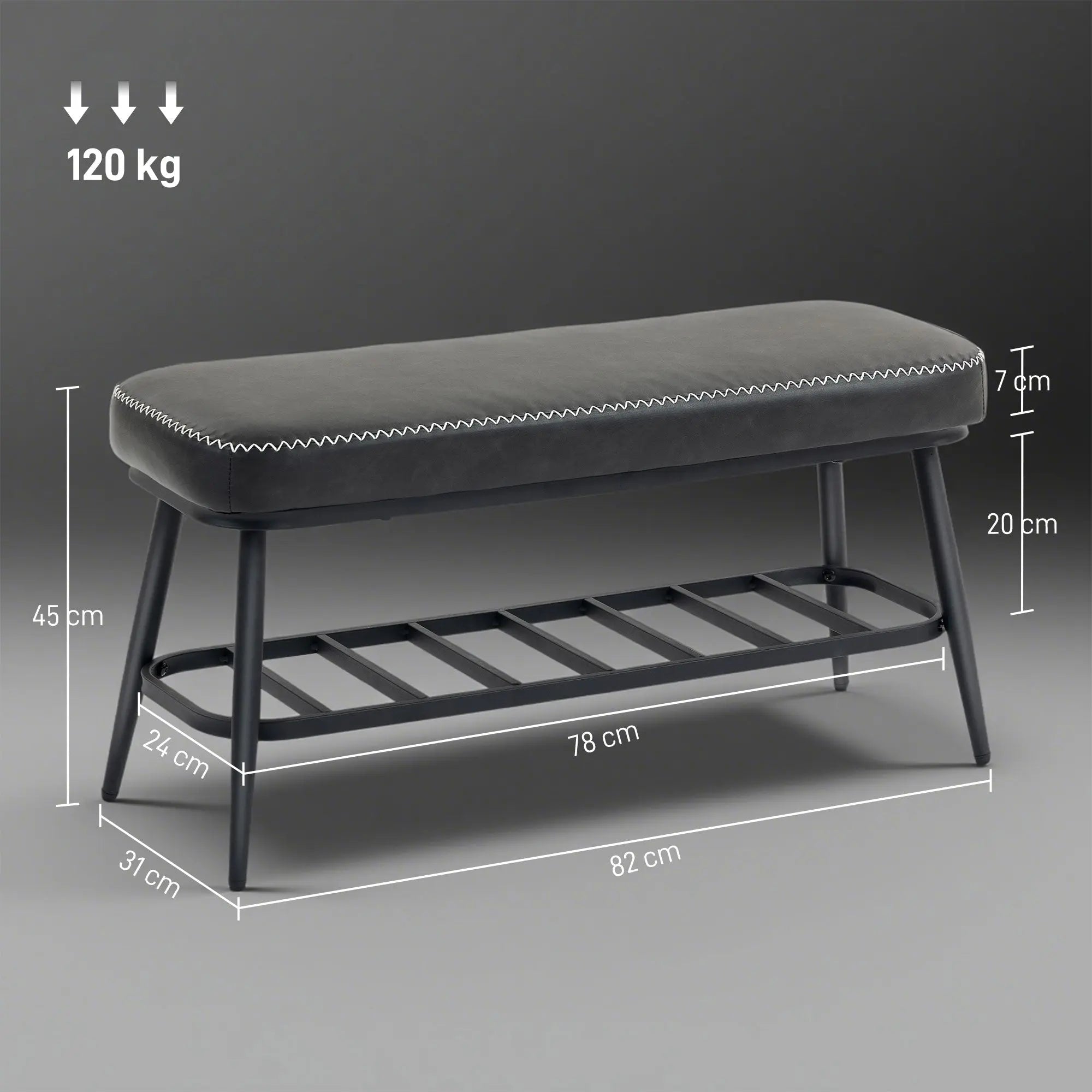 HOMCOM PU Leather Shoe Storage Bench - Charcoal Grey MigliorPrezzi.com