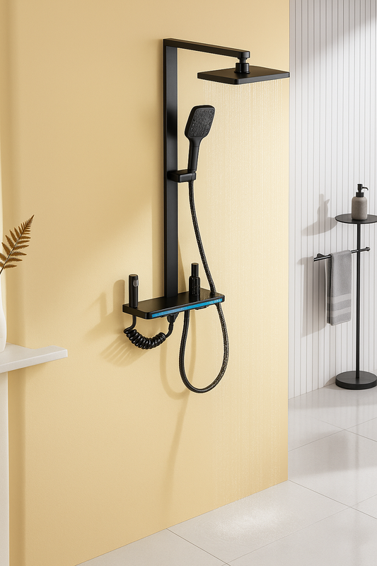 <tc>Shower Set™ | Modern Design with Rainfall Head &amp; Storage Shelf

</tc>