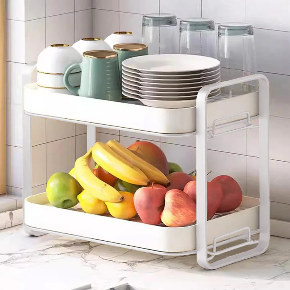 Organizer Cucina a 2 Ripiani | Ordine Perfetto per Frutta e Stoviglie