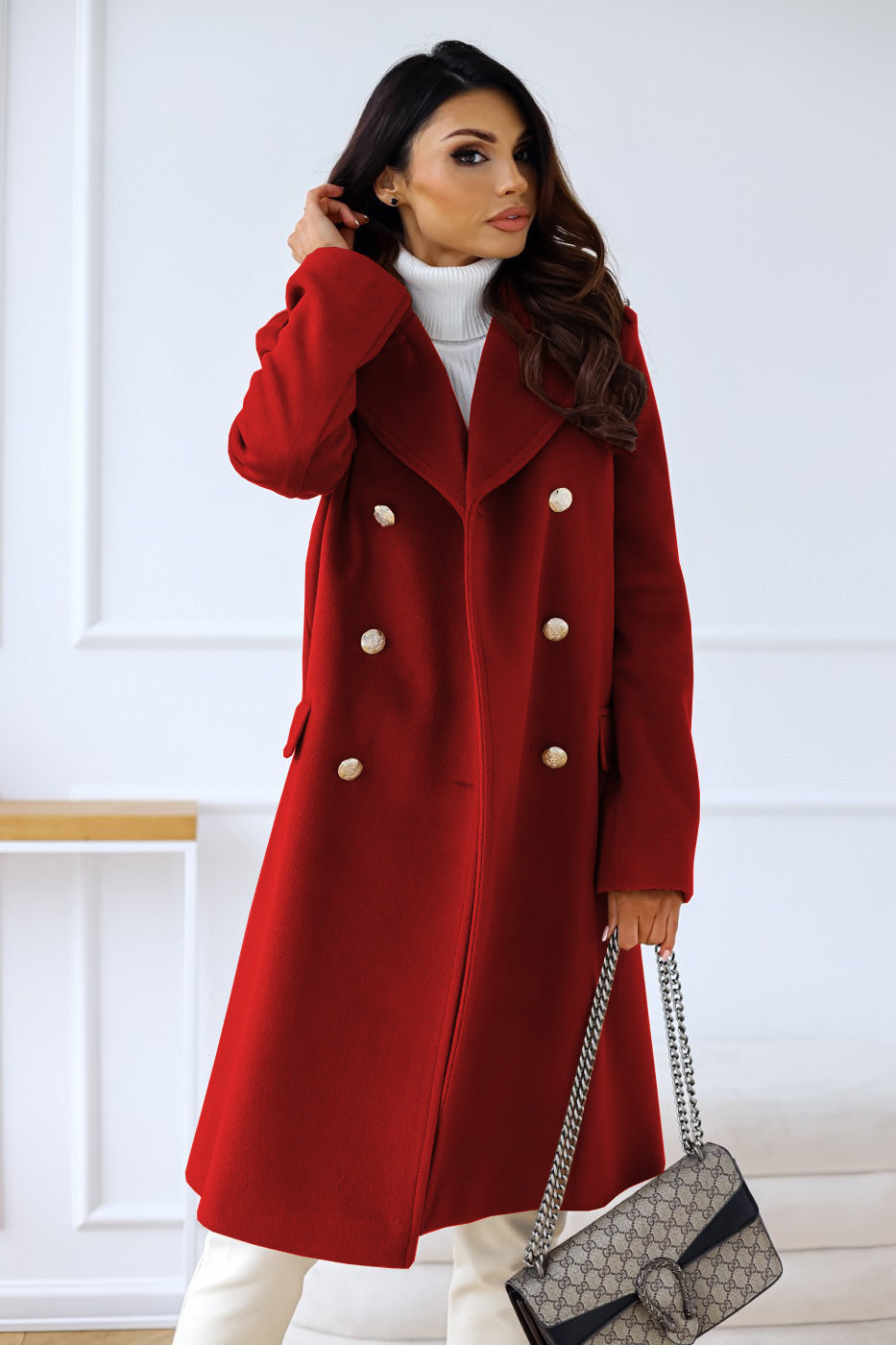 Cappotto Lungo Donna | Misto Lana Doppiopetto con Fit Comodo e Taglio Su Misura