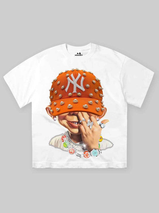 BOUNCE BACK™ | Maglia Oversize di Alta Qualità con Grafica Cappello Arancione e Attitude Bad Boy