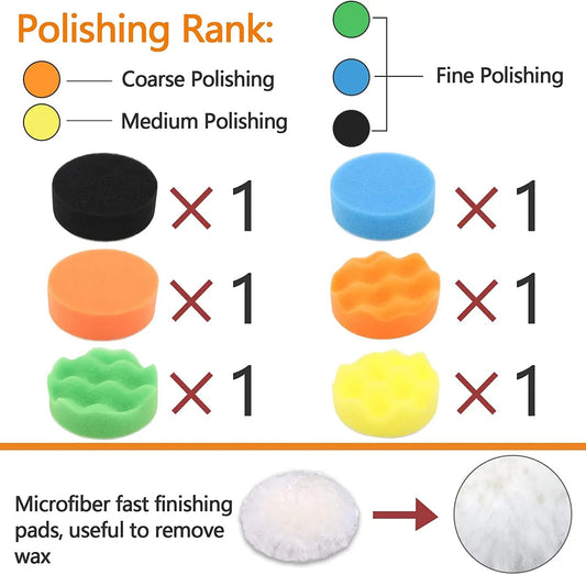 Polishing with car restoration kit 41 pcs abrasive discs and polishing swabs