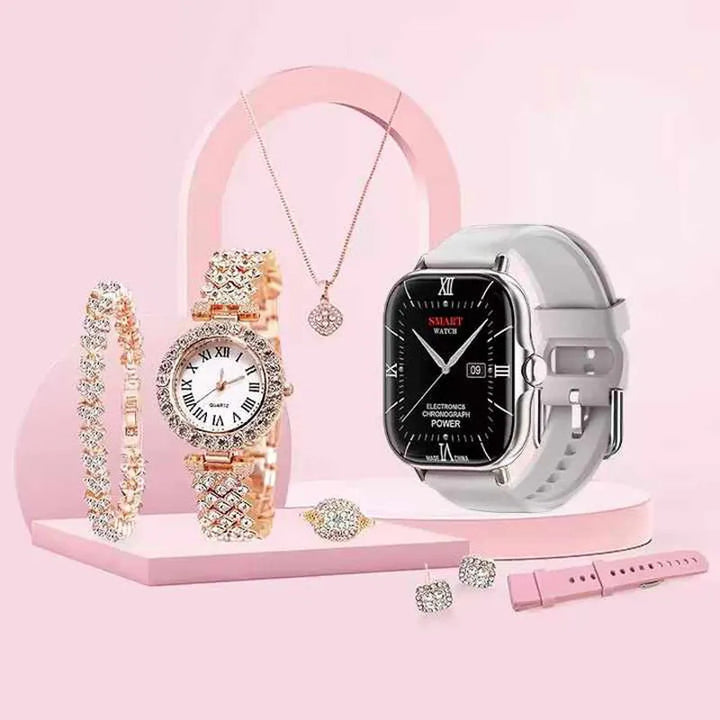 Smartwatch Plus 8 in 1 da donna  –  Eleganza e Tecnologia con Set Gioielli Omaggio