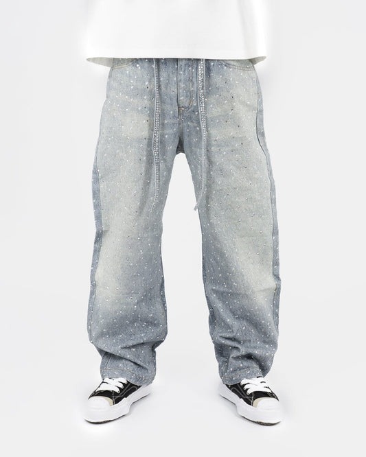 Denim Baggy Chiaro™ | Applicazioni di Strass e Stile Streetwear