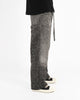 <tc>Black Denim Streetwear™ | Shiny Rhinestones and Raw Hem Finish</tc>