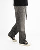 <tc>Black Denim Streetwear™ | Shiny Rhinestones and Raw Hem Finish</tc>