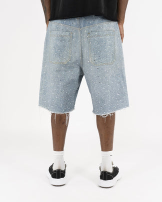 Bermuda in Denim con Strass™ | Strass Brillanti e Stile Streetwear