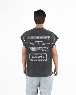 T-Shirt Nera Grafica™ | Stampa Biker con Borchie e Fiamme