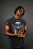 T-Shirt Nera Grafica | Stampa Biker con Borchie e Fiamme