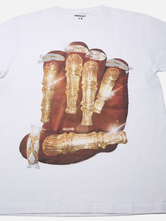 BOUNCE BACK™ | Maglia Crop Streetwear con Grafica Mano e Unghie Dorate