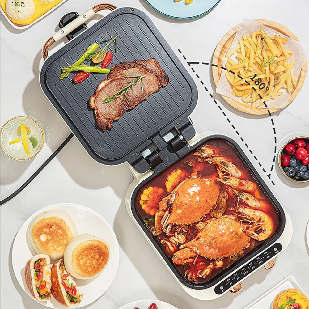 <tc>2-in-1 Multifunction Electric Grill™ | Grill, Cook &amp; Boil with 180° Opening</tc>