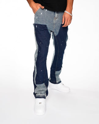 Flared Denim™ | Jeans Flare Patchwork Bicolore