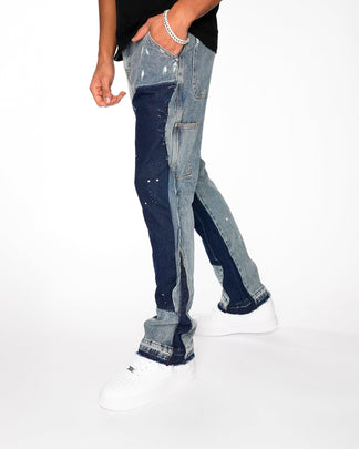 Flared Denim™ | Jeans Flare Patchwork Bicolore