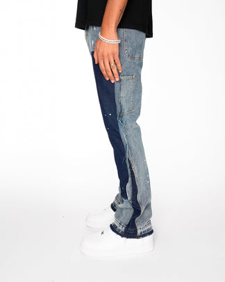 Flared Denim™ | Jeans Flare Patchwork Bicolore