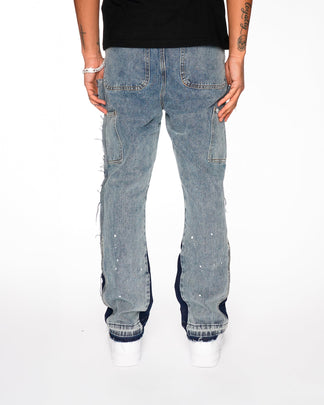 Flared Denim™ | Jeans Flare Patchwork Bicolore